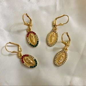 Gold Plated Virgin Mary Small Earrings